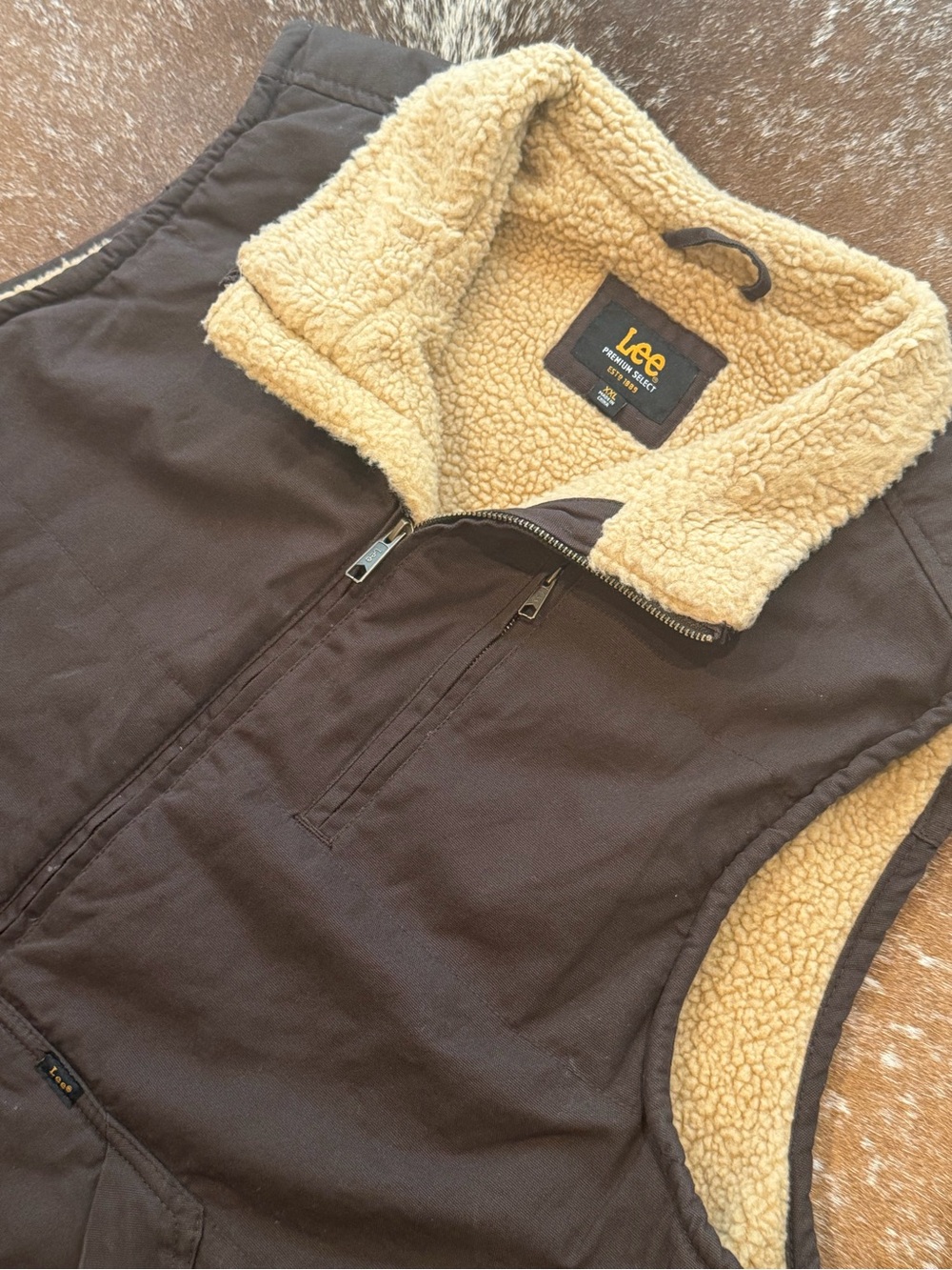 Lee Premium Select Sherpa Lined Workwear Vest Men’s XXL Brown